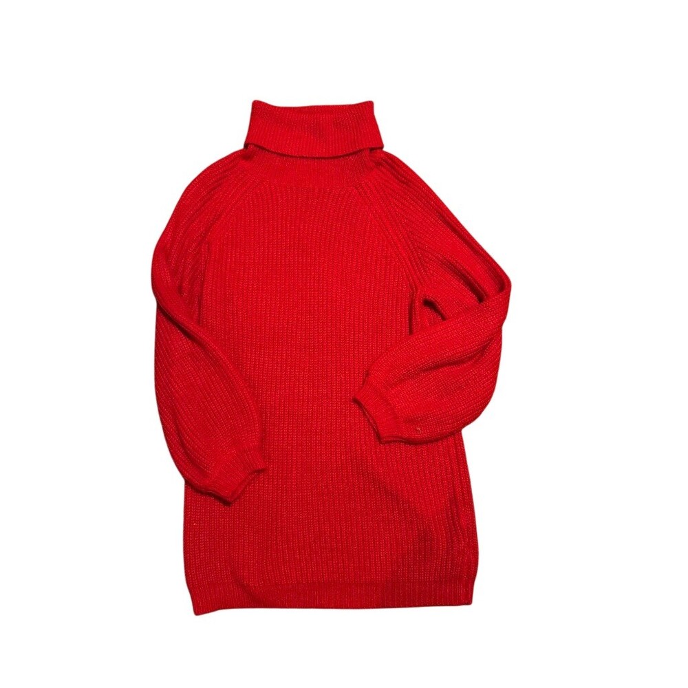 Idem Ditto Sweater Womens Small Red Ribbed Knit Turtleneck Pullover Long
